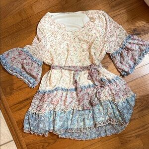 Entro Floral Mini Dress with Ruffled Sleeves